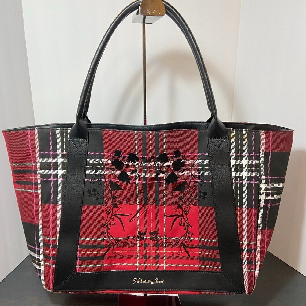 Victoria’s Secret Red Plaid Holiday Tote – Large Shopper Bag – Limited Edition